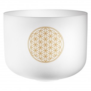 Crystal singing bowl 16" C3, Flower of Life - Frosted white