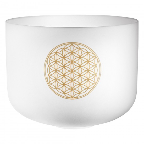 Bol de cristal 16" Do3, fleur de vie - Blanc givré