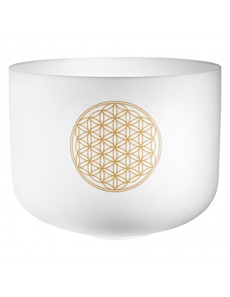 Bol de cristal 16" Do3, fleur de vie - Blanc givré