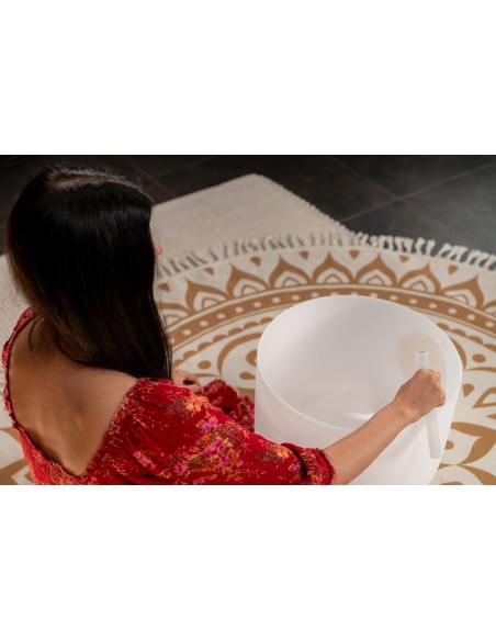 Crystal singing bowl 16" C3, Flower of Life - Frosted white