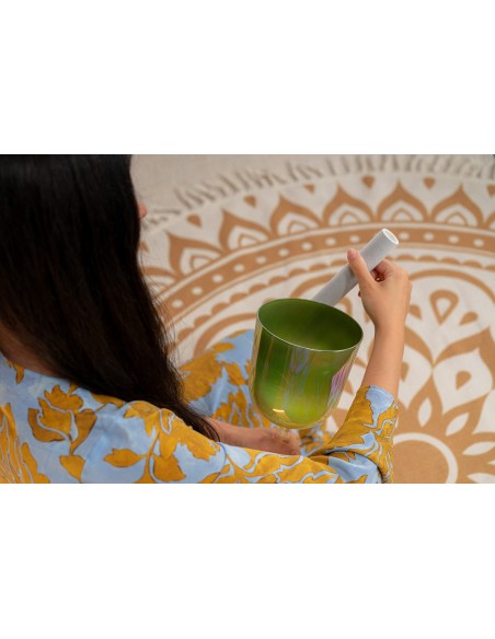Crystal singing bowl 5.75" 396 Hz - Olive green