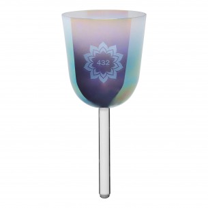 Bol de cristal 5,5" 432 Hz, fleur de lotus - Bleu ardoise