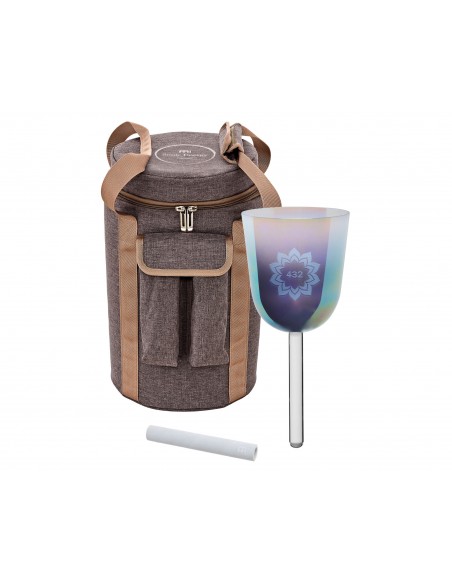 Bol de cristal 5,5" 432 Hz, fleur de lotus - Bleu ardoise