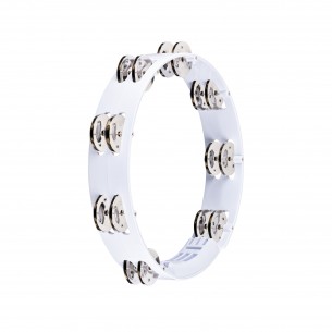 Tambourin ABS 25 cm, 1 rangée de cymbalettes - Blanc