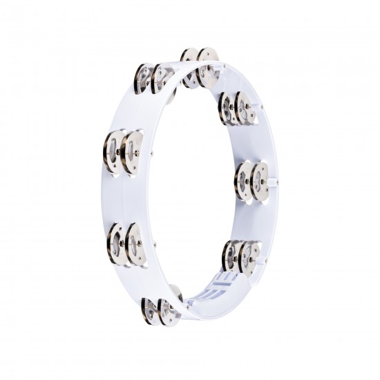 Tambourin ABS 25 cm, 1 rangée de cymbalettes - Blanc