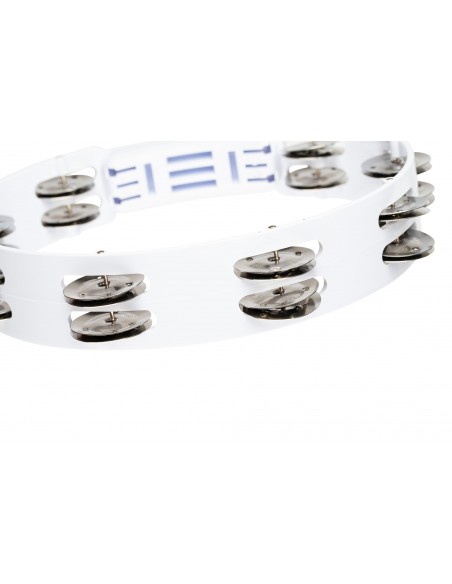 Tambourin ABS 25 cm, 1 rangée de cymbalettes - Blanc