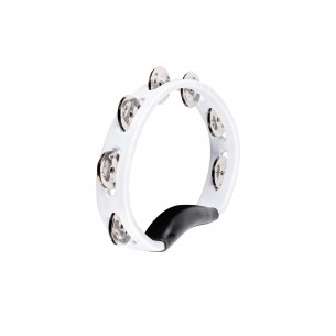 Half-moon ABS tambourine, single row of jingles - White