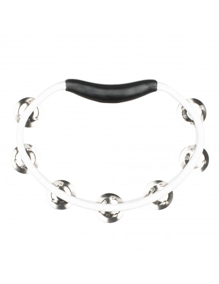 Tambourin demi-lune ABS, 1 rangée de cymbalettes - Blanc