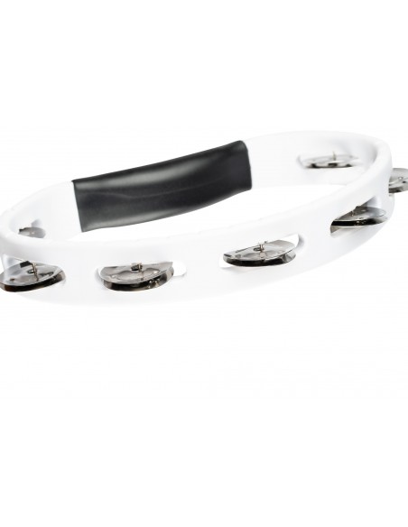 Half-moon ABS tambourine, single row of jingles - White