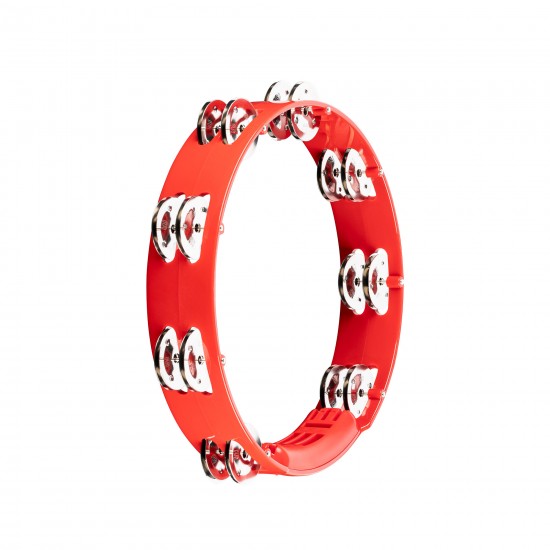 Tambourin ABS 25 cm, 1 rangée de cymbalettes - Rouge