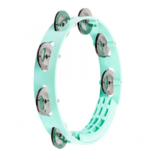 Tambourin ABS 20 cm, 1 rangée de cymbalettes - Vert