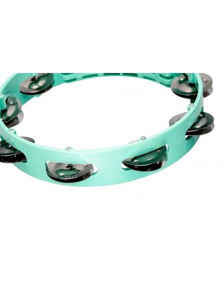 ABS tambourine 20 cm, single row of jingles - Green