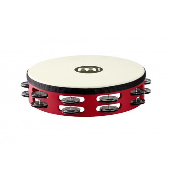 Wood tambourine with True Feel synthetic head - Red