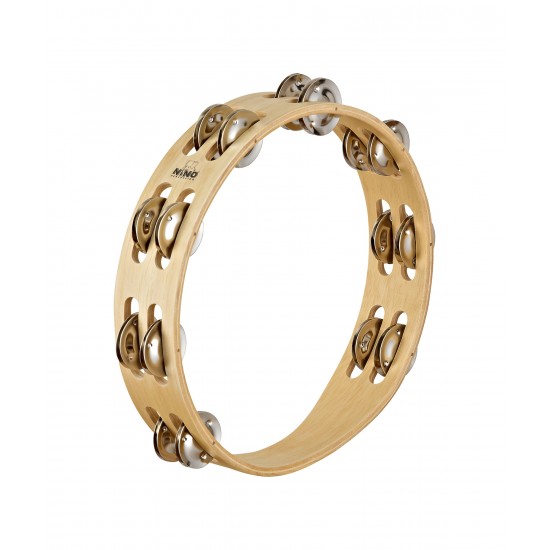 Tambourin en bois 10", 2 rangs