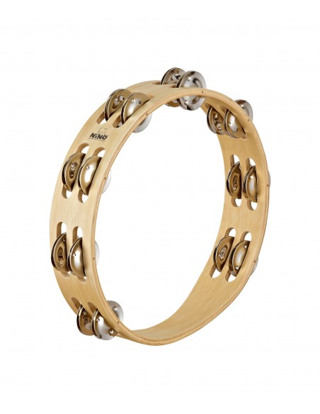 Wooden tambourine 10", 2 rows