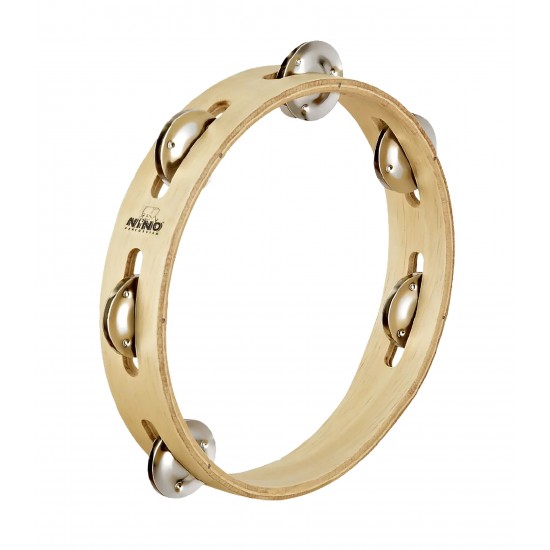 NINO46 - Wooden tambourine 8", 1 row