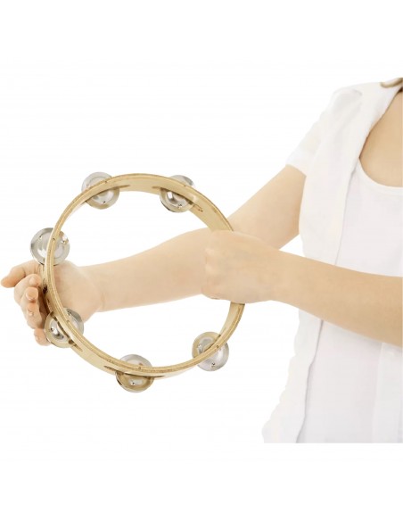 NINO46 - Wooden tambourine 8", 1 row