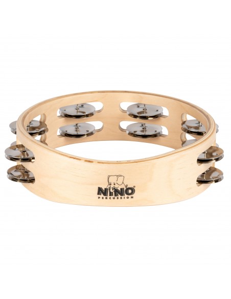 NINO945 - Wooden tambourine 8", 2 rows