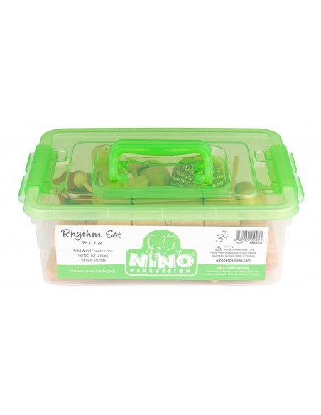 Set of 10 percussion instruments with storage box - Green box