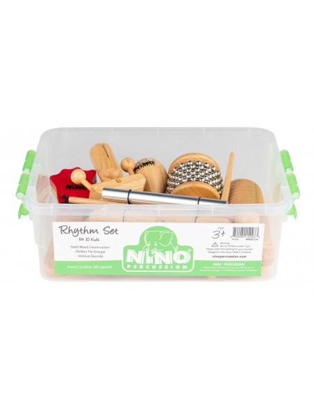 Lot de 10 percussions avec boîte de rangement - Boîte verte