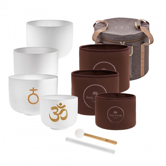 OM set of 4 crystal singing bowls 8", 9", 10" and 12"