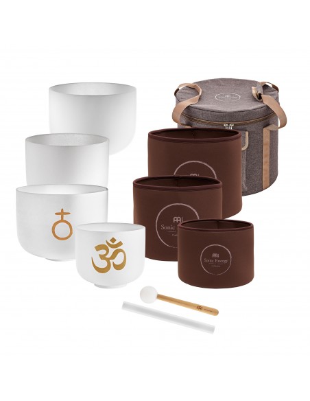 OM set of 4 crystal singing bowls 8", 9", 10" and 12"