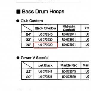 Bass Drum Hoop 20" - Club Custom - Black Shadow Finish - YAMAHA U0072920