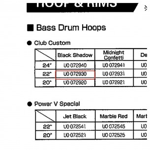 Bass Drum Hoop 22" - Club Custom - Black Shadow Finish - YAMAHA U0072930