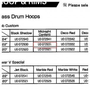 Bass Drum Hoop 22" - Club Custom - M. Confetti Finish - YAMAHA U0072931