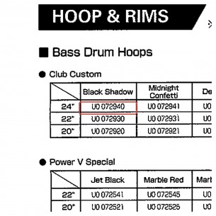 Bass Drum Hoop 24" - Club Custom - Black Shadow Finish - YAMAHA U0072940