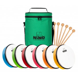 Set of 6 tambourines 8" with bag and mallets