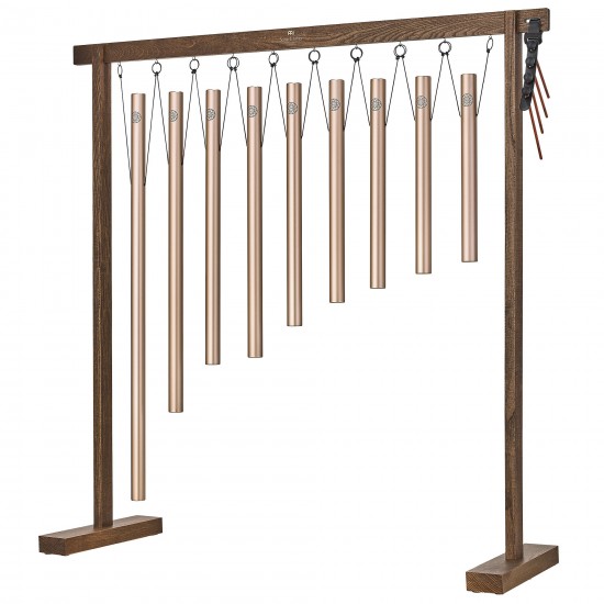 Set of 9 sound bath chimes Solfeggio - Champagne Gold