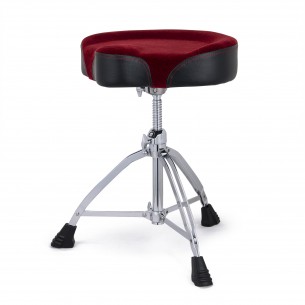 Siège de batteur Pro assise moto en velours - Rouge