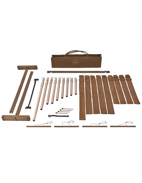 Set of 9 sound bath chimes Solfeggio - Champagne Gold