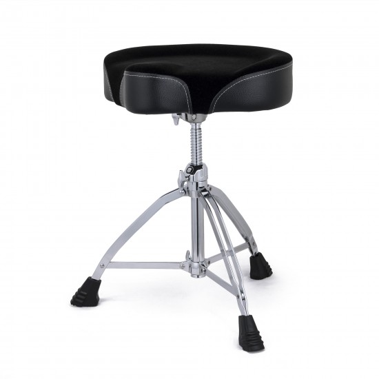 Siège de batteur Pro assise moto en velours - Noir