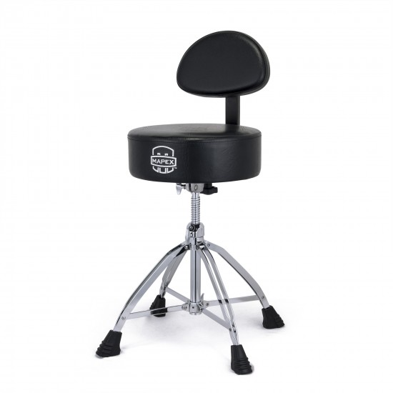 Pro throne with round seat and backrest, faux leather - Black