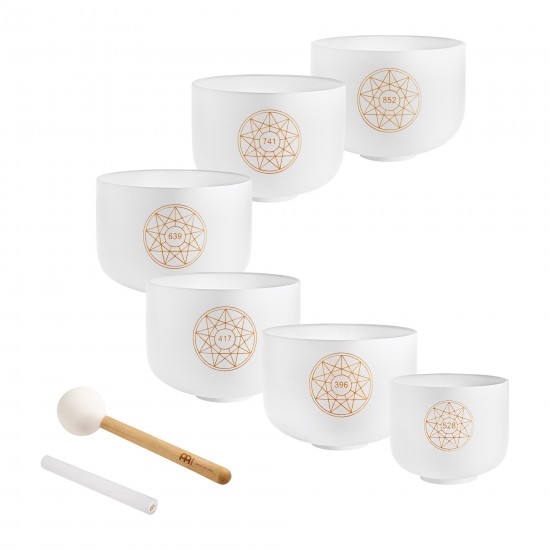 Solfeggio crystal singing bowl set - Frosted white