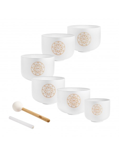Solfeggio crystal singing bowl set - Frosted white