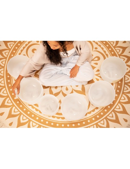 Set de bols de cristal Solfeggio - Blanc givré