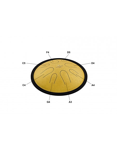 Compact tongue drum in D minor 10" - Gold