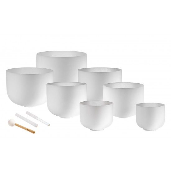Set de 7 bols de cristal 432 Hz - Blanc givré