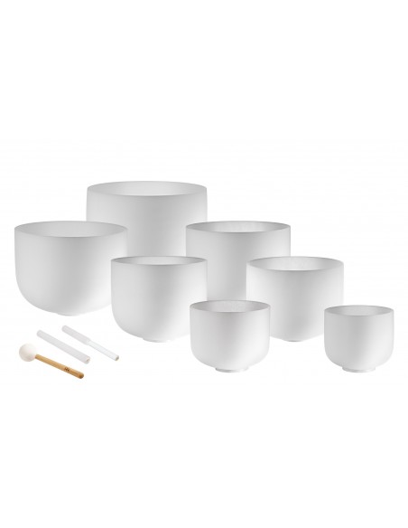 Set de 7 bols de cristal 432 Hz - Blanc givré