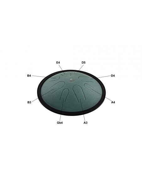 Compact tongue drum in B minor 10" - Dark green