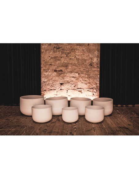 Set de 7 bols de cristal 432 Hz - Blanc givré