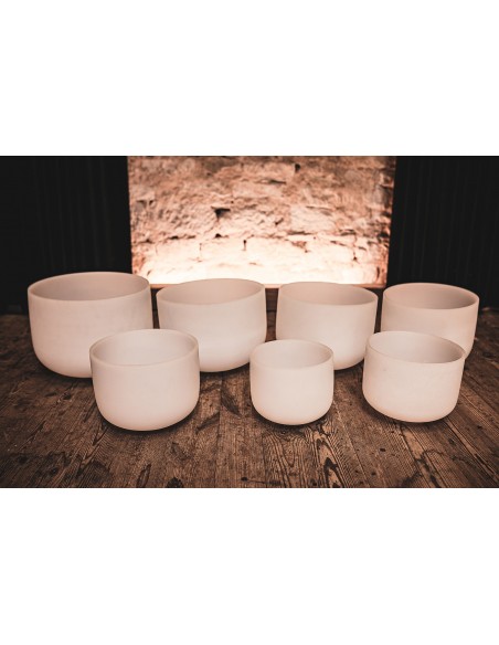 Set de 7 bols de cristal 432 Hz - Blanc givré