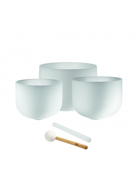 Set of 3 crystal singing bowls 432 Hz - A4, F4, C4