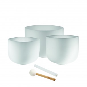 Set of 3 crystal singing bowls 432 Hz - A4, F4, D4