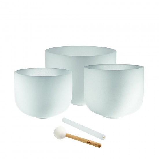 Set of 3 crystal singing bowls 432 Hz - A4, F4, D4