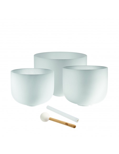 Set of 3 crystal singing bowls 432 Hz - A4, F4, D4