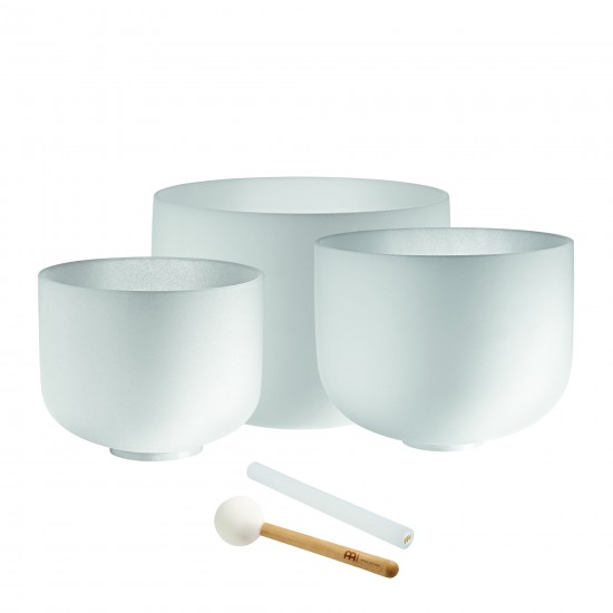Set of 3 crystal singing bowls 432 Hz - G4, E4, C4